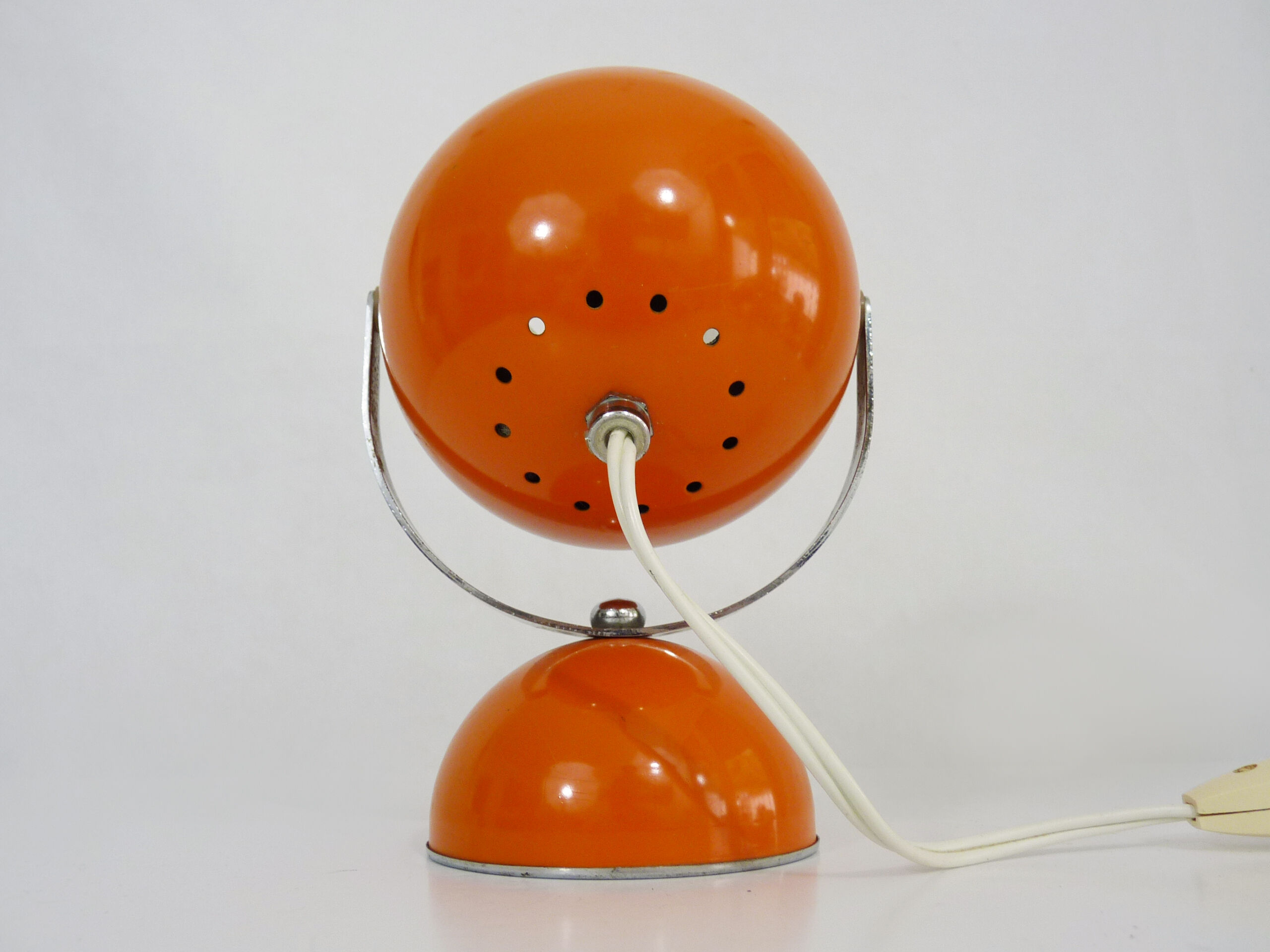 Lampe de bureau vintage eyeball orange, globe orientable. Année 60 70