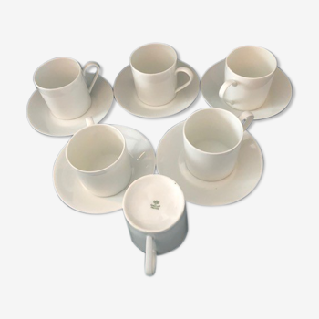 Ensemble de 5 tasses et soucoupes à café porcelaine de Limoges vintage