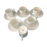 Set of 5 cups and coffee saucers, Porcelain de Limoges, Vintage