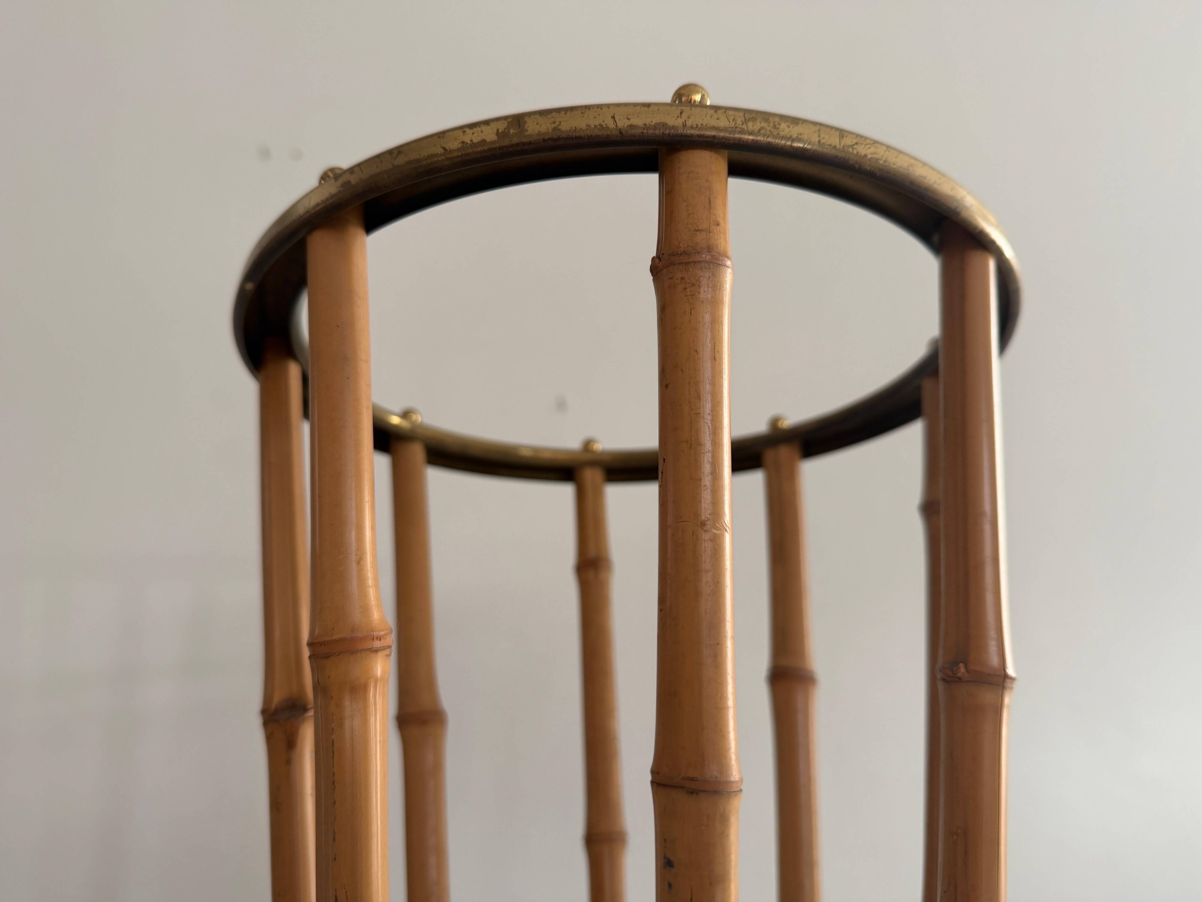 Bamboo and brass umbrella stand, 1960s, Germany