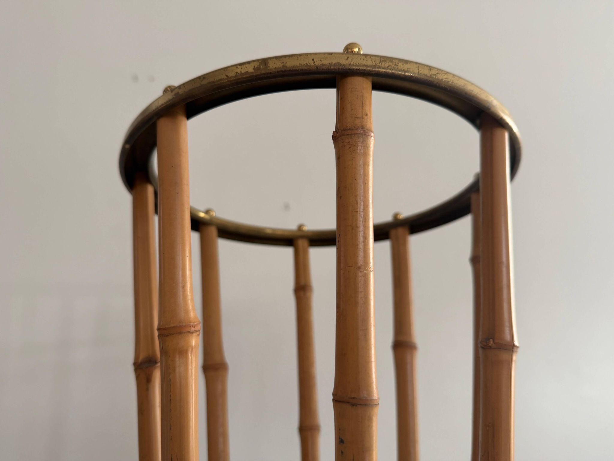 Bamboo and brass umbrella stand, 1960s, Germany
