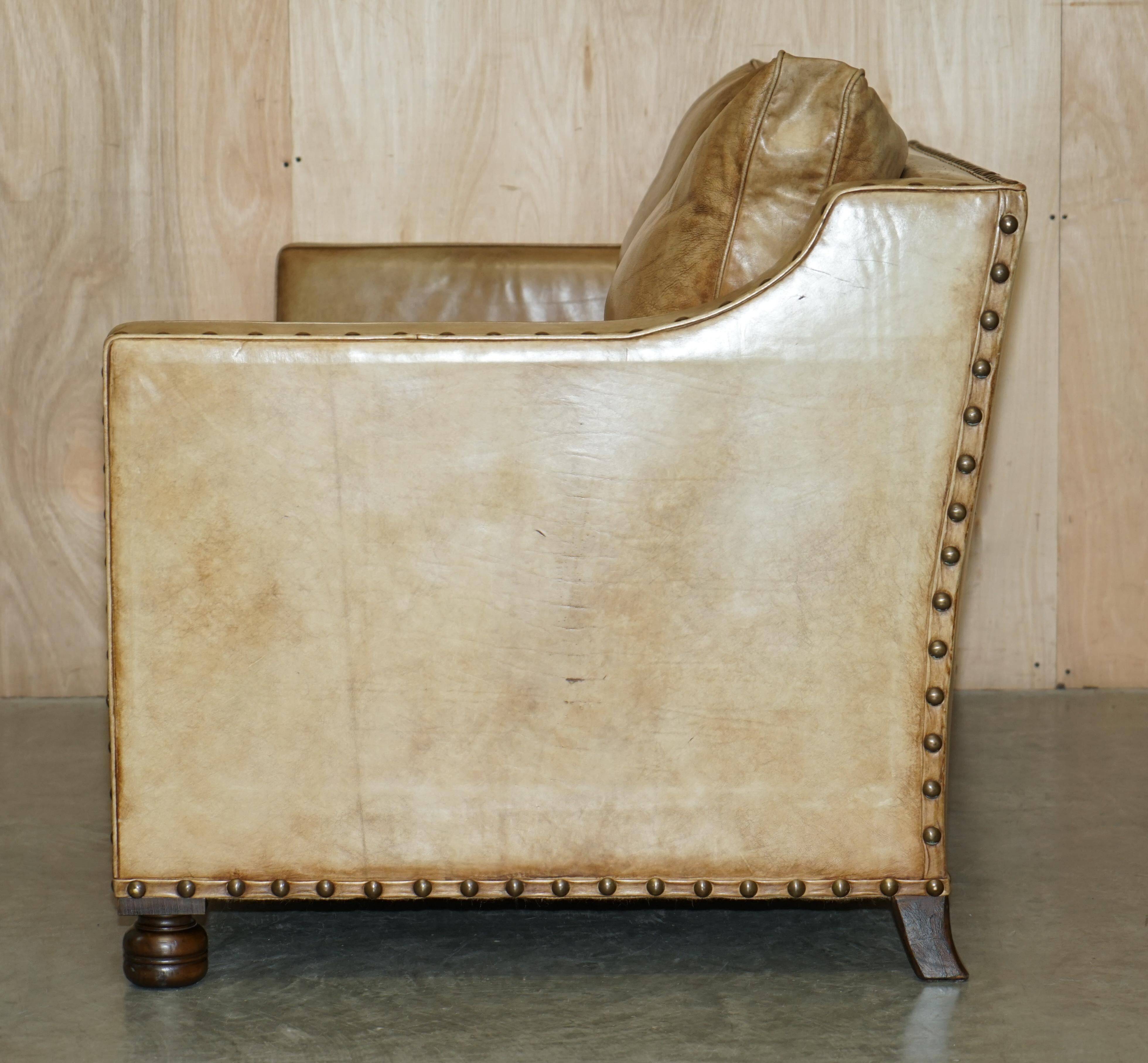 Edwardian Style Leather Two-Seater Sofa with Studs