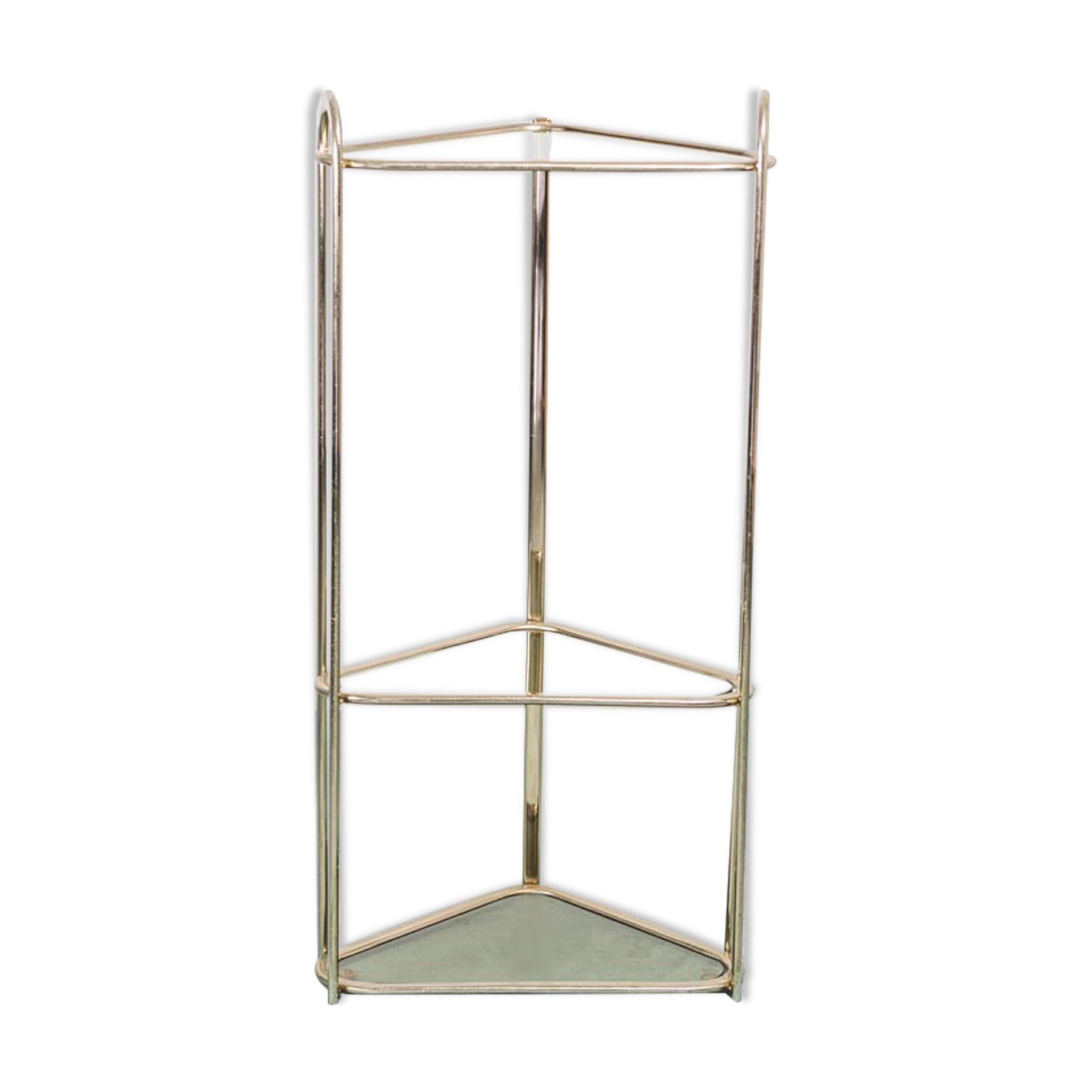 Corner console storage metal glass 70s vintage