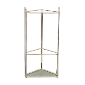 Console d’angle rangement métal verre 70s vintage