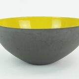 Vintage danish krenit bowl herbert krenchel yellow enamel torben orskov 50s
