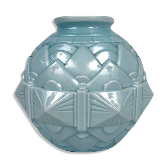 Blue opaline ball vase, art deco period