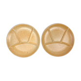 2 amber ceramic fondue plates made in france 1970