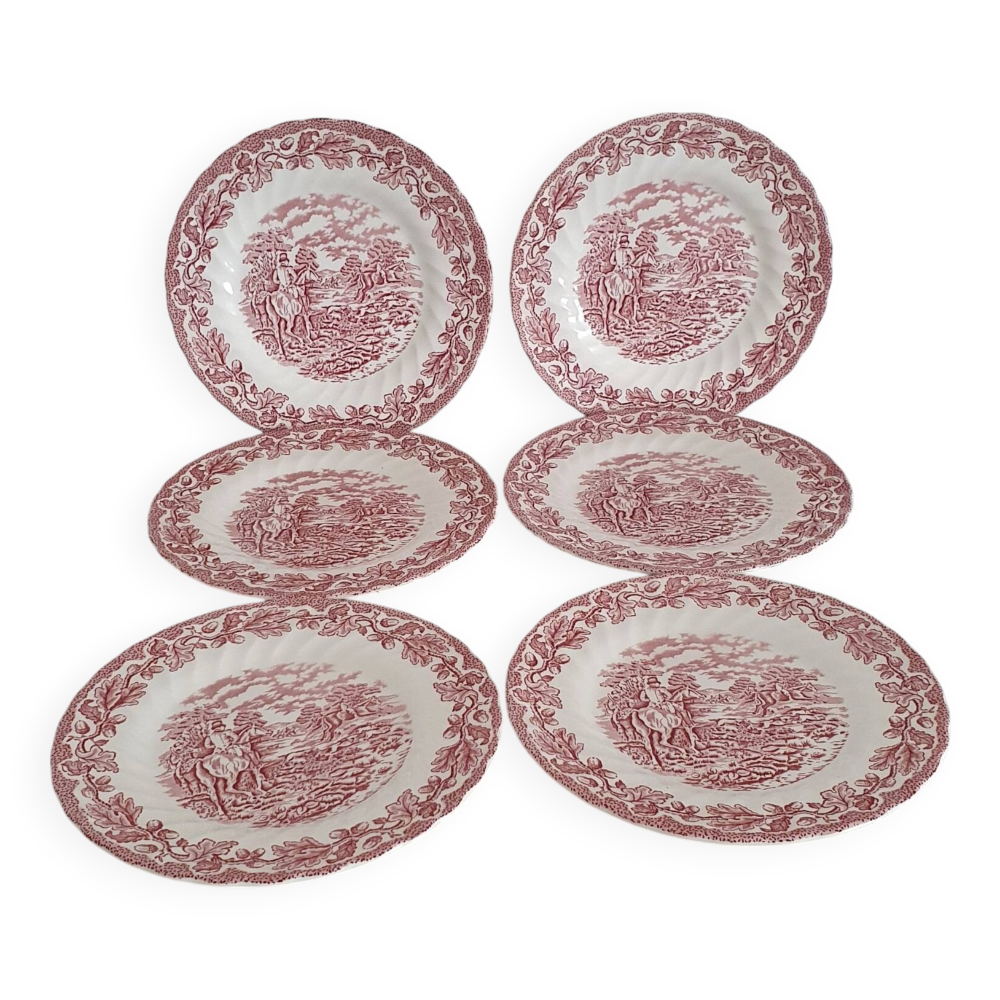 Set of 6 Myotts "Country Life" dessert plates