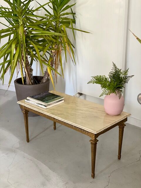 Marble and bronze coffee table