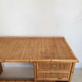 Pair of wicker and bamboo desks, Dal Vera, vintage