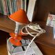 Small orange metal mushroom clip lamp vintage night light