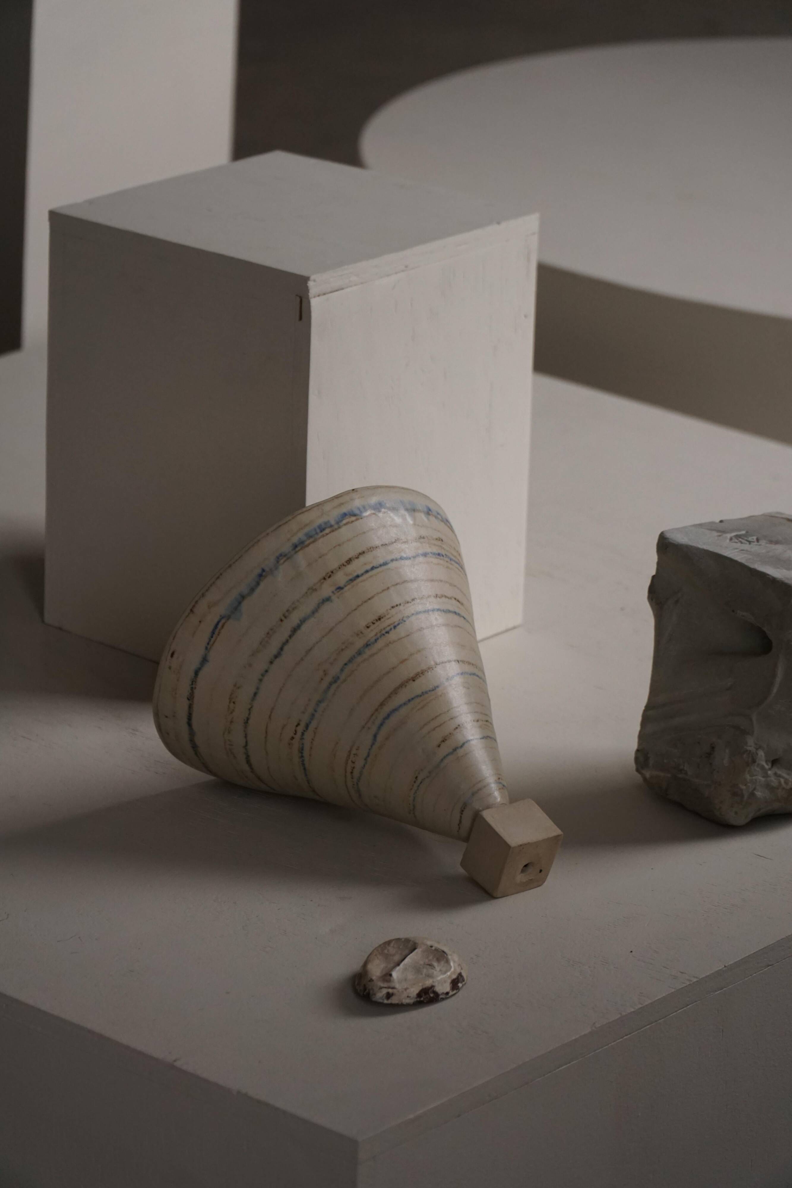 Decorative stoneware vase from mid-20th century, 1960s.