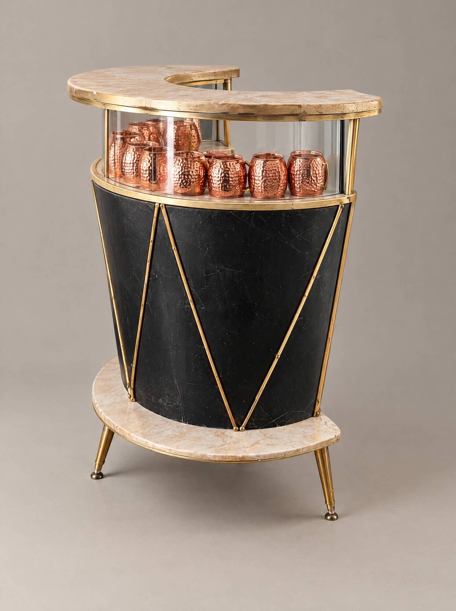 Vintage wooden and brass salon bar