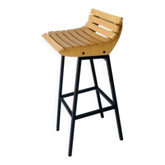 Tabouret en bois et fer