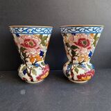 Pair of Gien earthenware vases, Peonies model