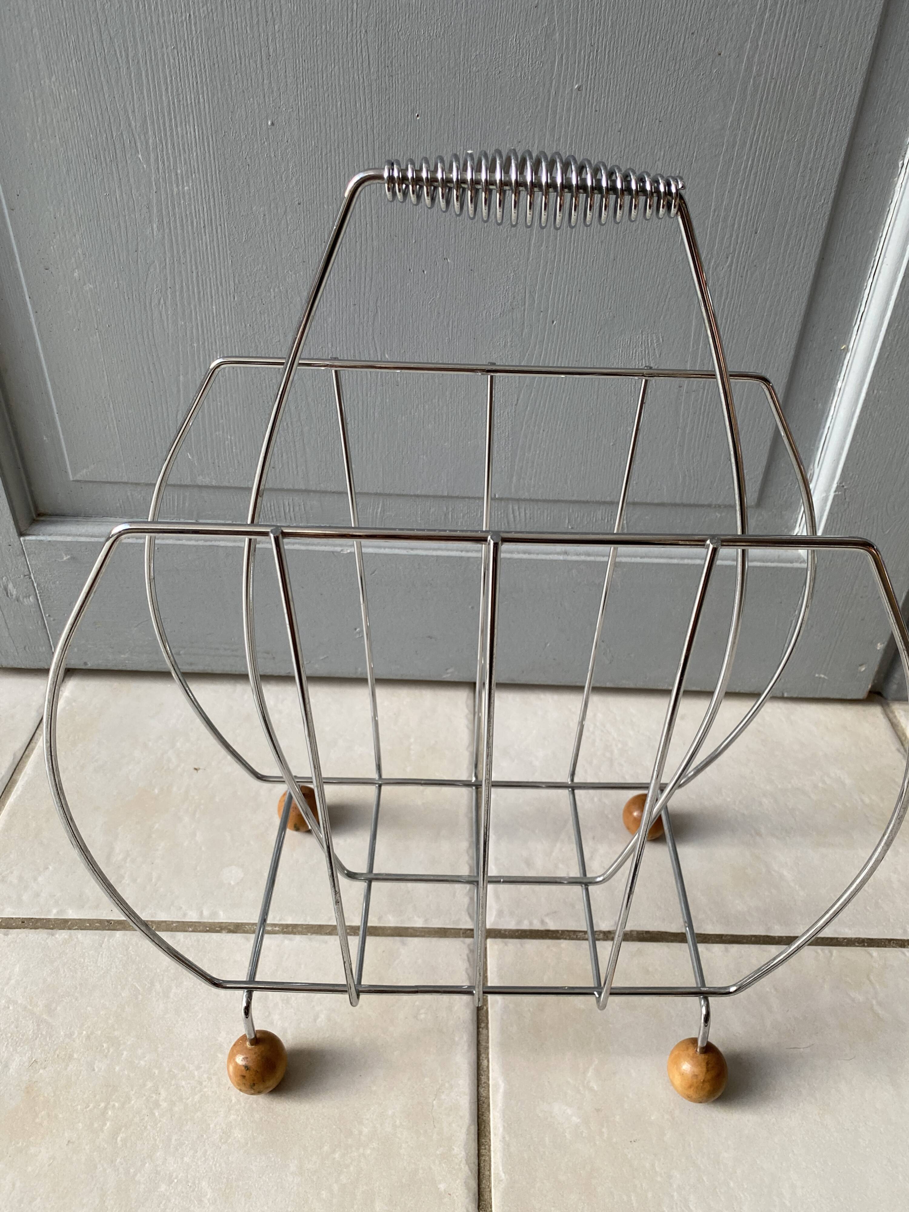 Sputnik Magazine Rack / Vinyl Record Holder - Chrome