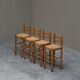 Set of 4 Razorblade bar stools in solid oak, 1960s.