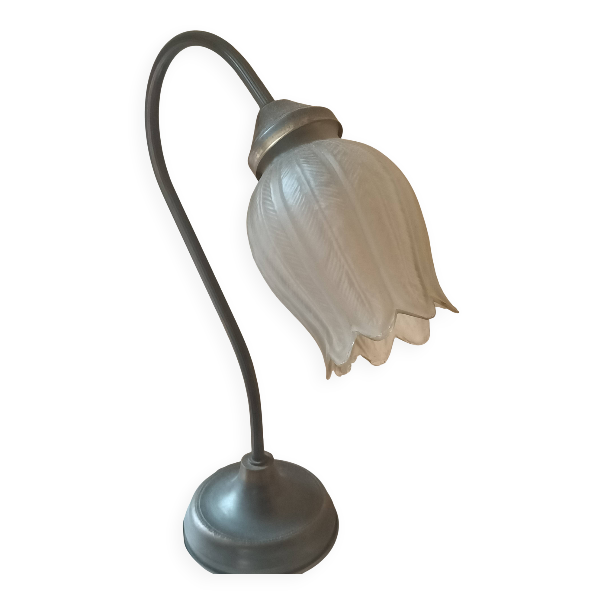French Art Deco lamp signed See Delmas – pressed glass
