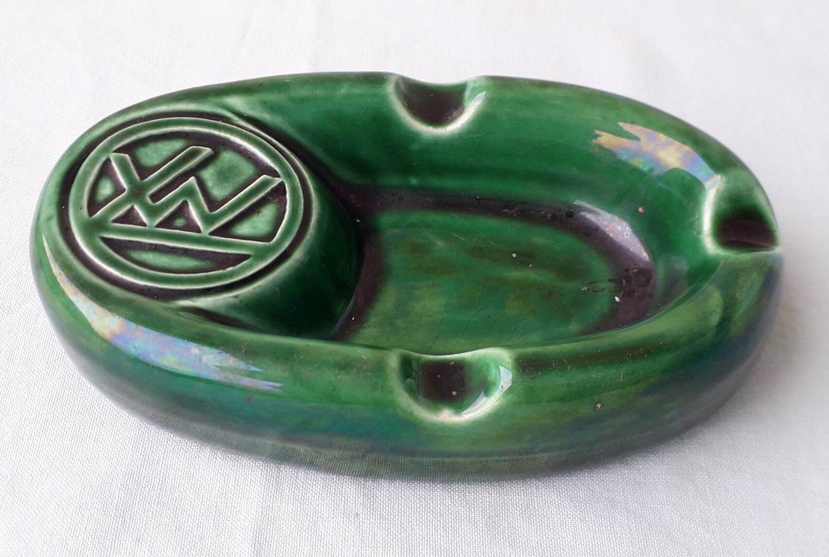 Green ceramic ashtray