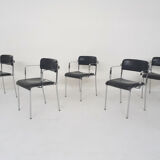 Set of five chrome and leather dining chairs by Aryform, Sweden 1970's