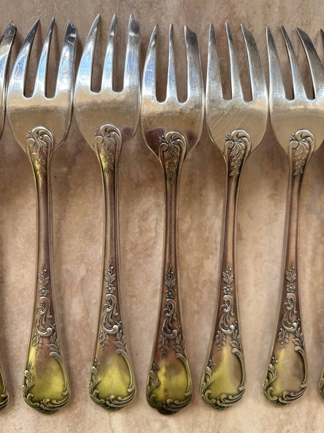 12 Christofle solid silver forks