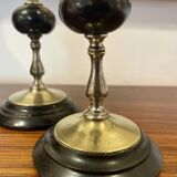 Pair of Napoleon III candlesticks in brass and black marble.