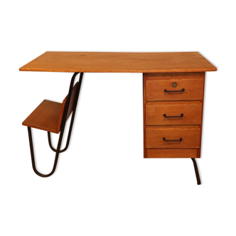 Bureau vintage Spirol en bois et métal 1950