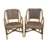 Paire de fauteuils en rotin/osier années 70