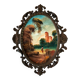 Petit cadre en métal doré et peinture sur bois