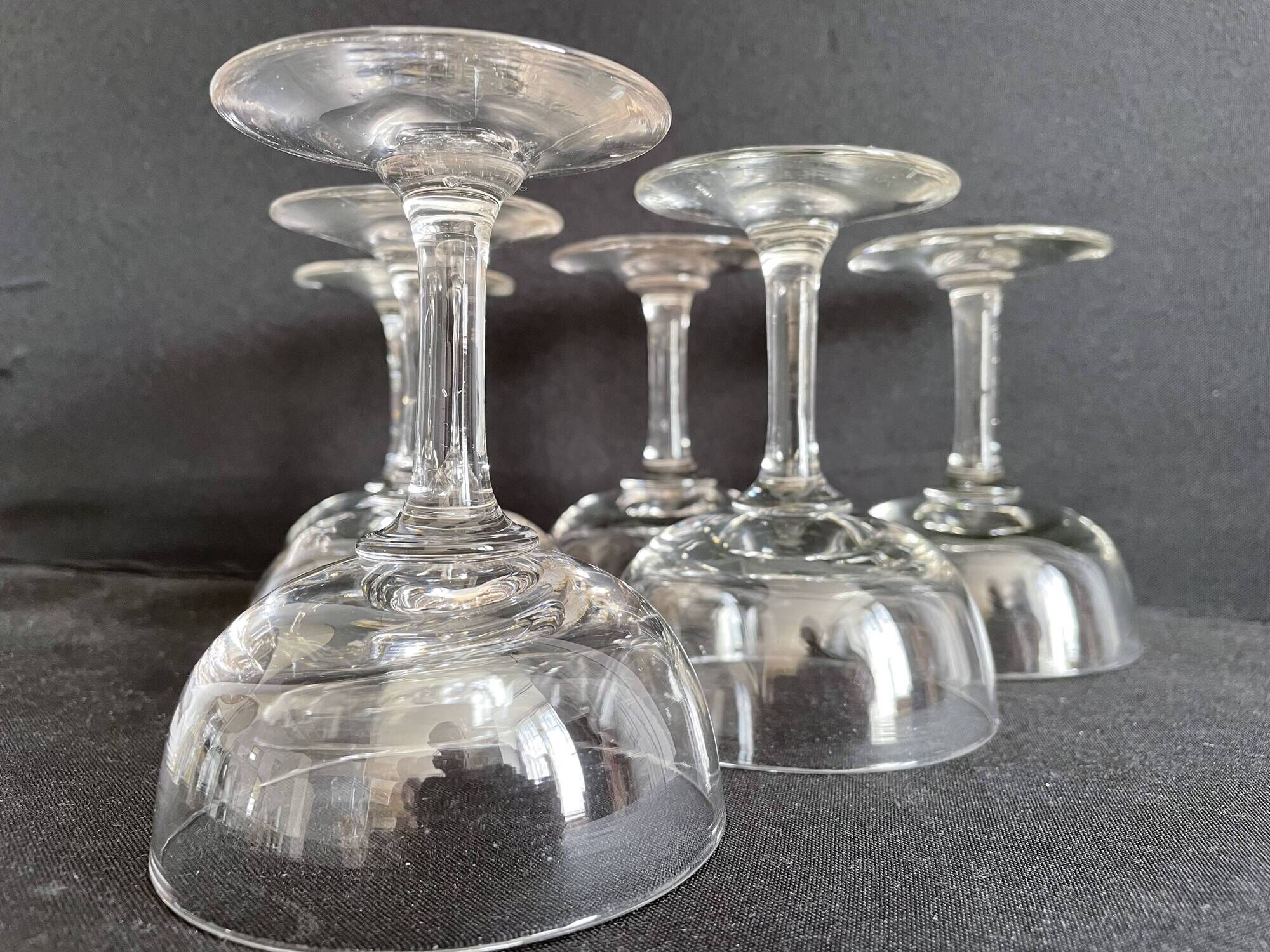Lot de 6 coupes à champagne, Napoléon III, 1/2 cristal soufflé et taillé