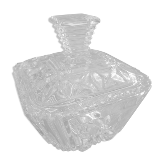 Art Deco style chiseled molded glass candy box