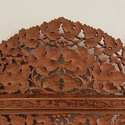 Vintage Asian carved teak screen — mid-20th century