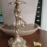 Bougeoir en laiton massif ancien - chérubin / putti