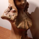 Buste en plâtre ancien 1900 Art nouveau signé Hochoch
