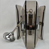 Smoked glass and chrome chandelier