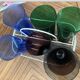 7 coloured glass glasses, 1960s-70s