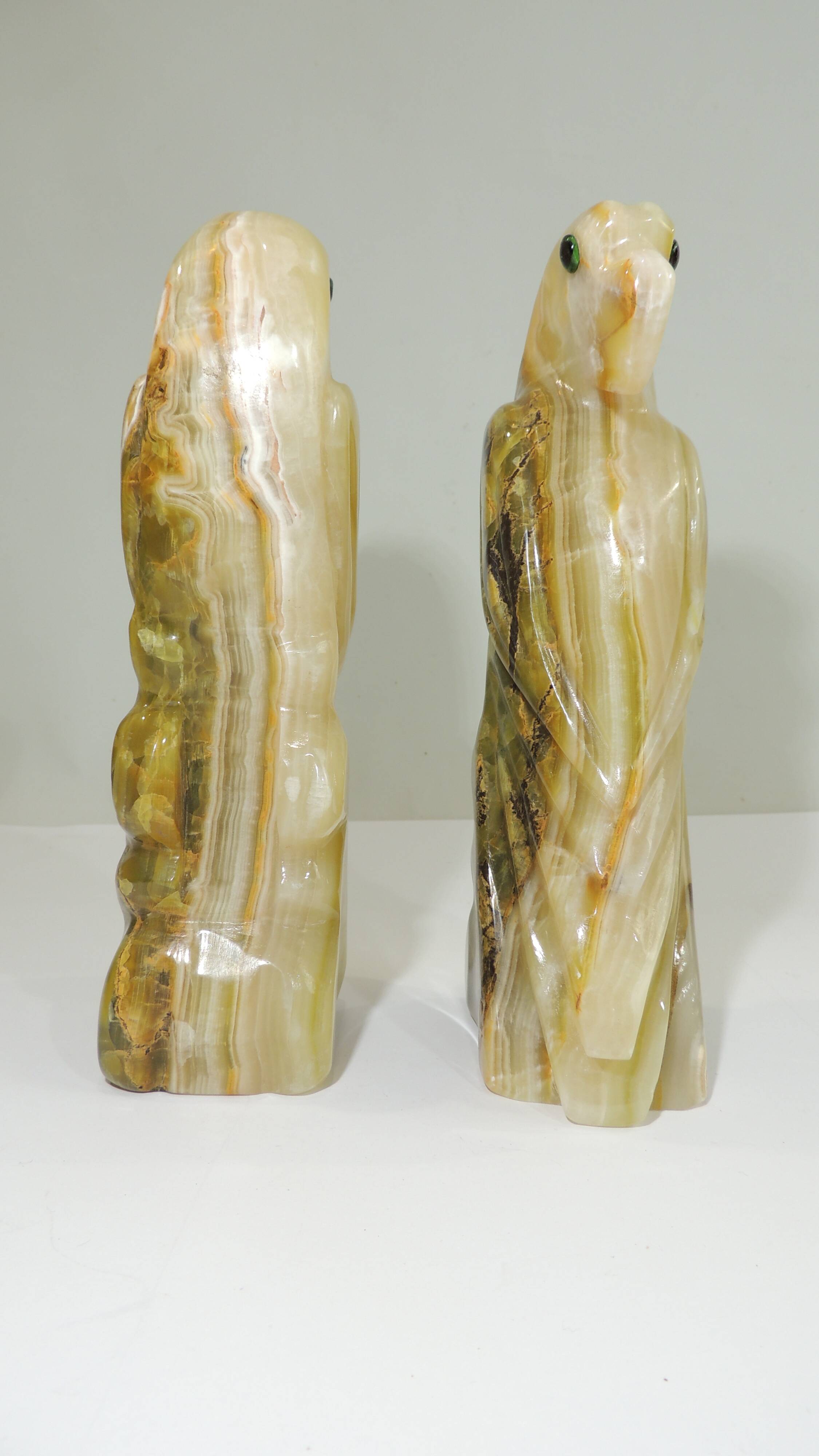 Pair of Parrots Onyx Bookends / Vintage/Paperweight/Bird Animal Figurine