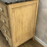 Art Deco chest of drawers in black marble and stripped solid oak