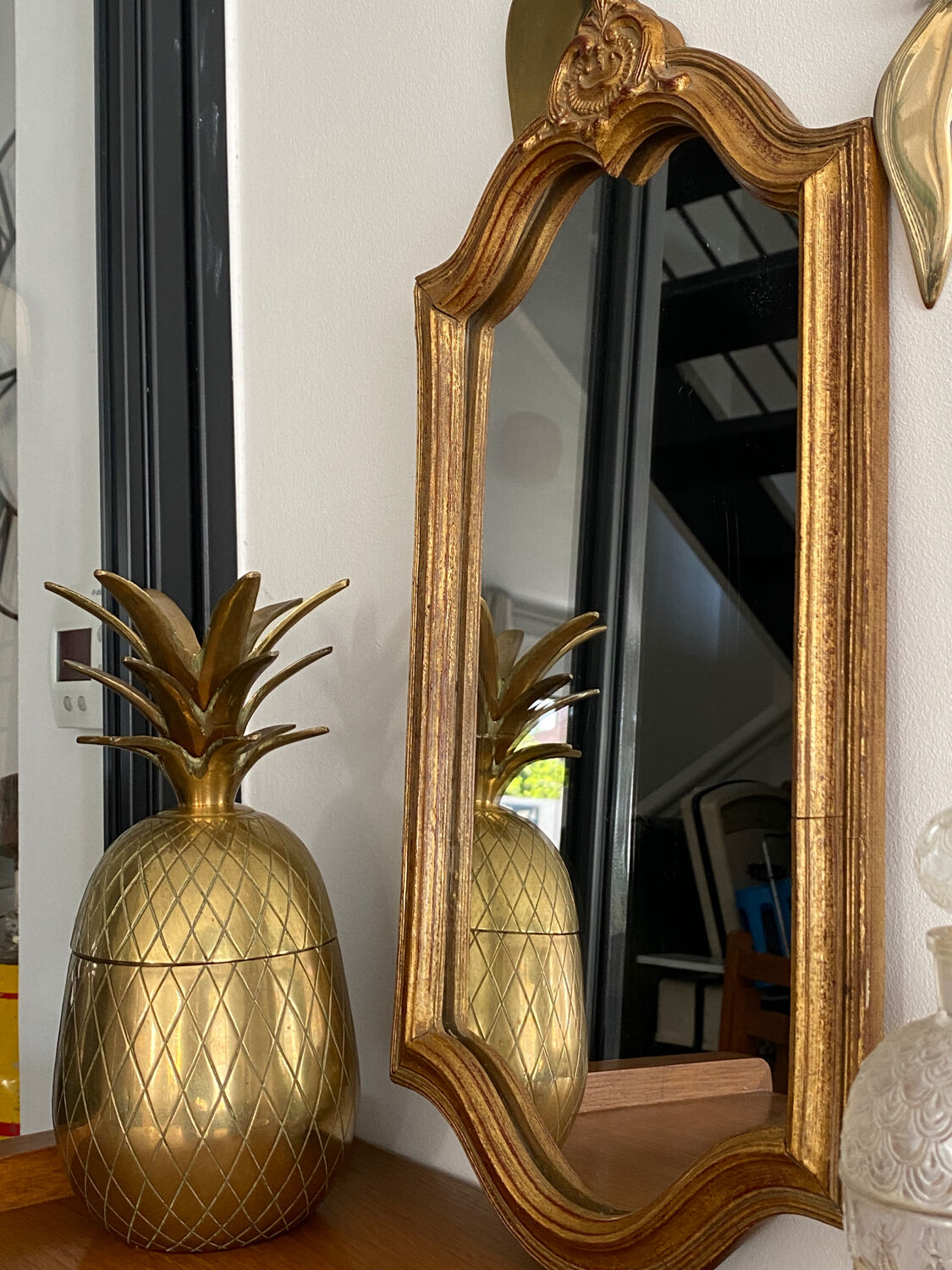 Old rectangular gilded mirror 43 x 21 cm