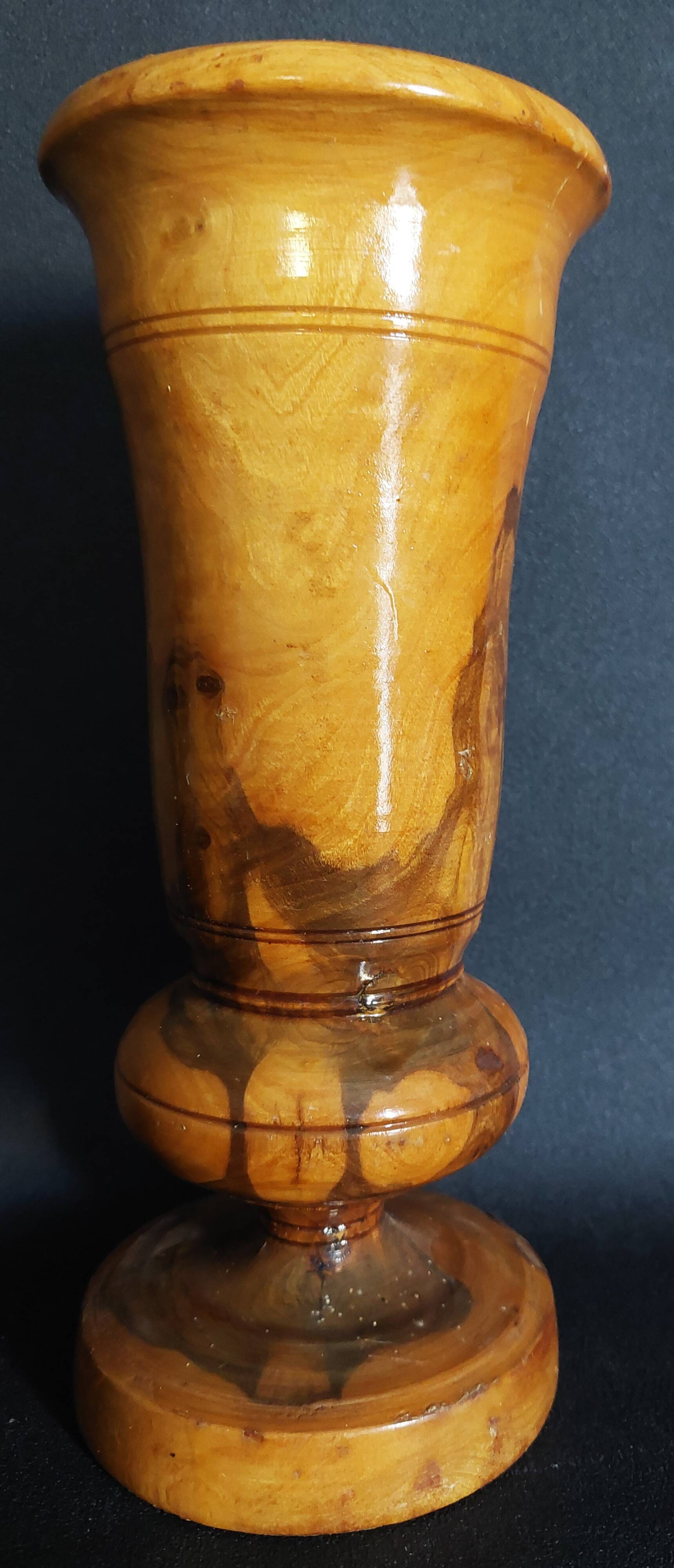 Vintage turned olive wood bowl