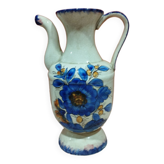 Hand-painted cracked ceramic pitcher