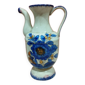 Hand-painted cracked ceramic pitcher