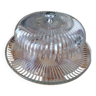 Vintage VMC Reims cake dish and cut glass bell