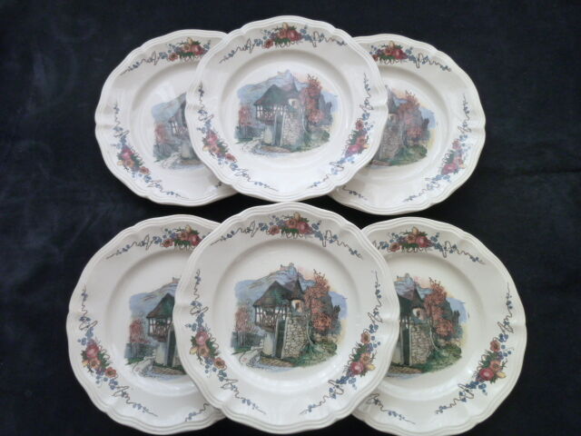 Set of 6 dessert plates in Sarreguemines model Obernai