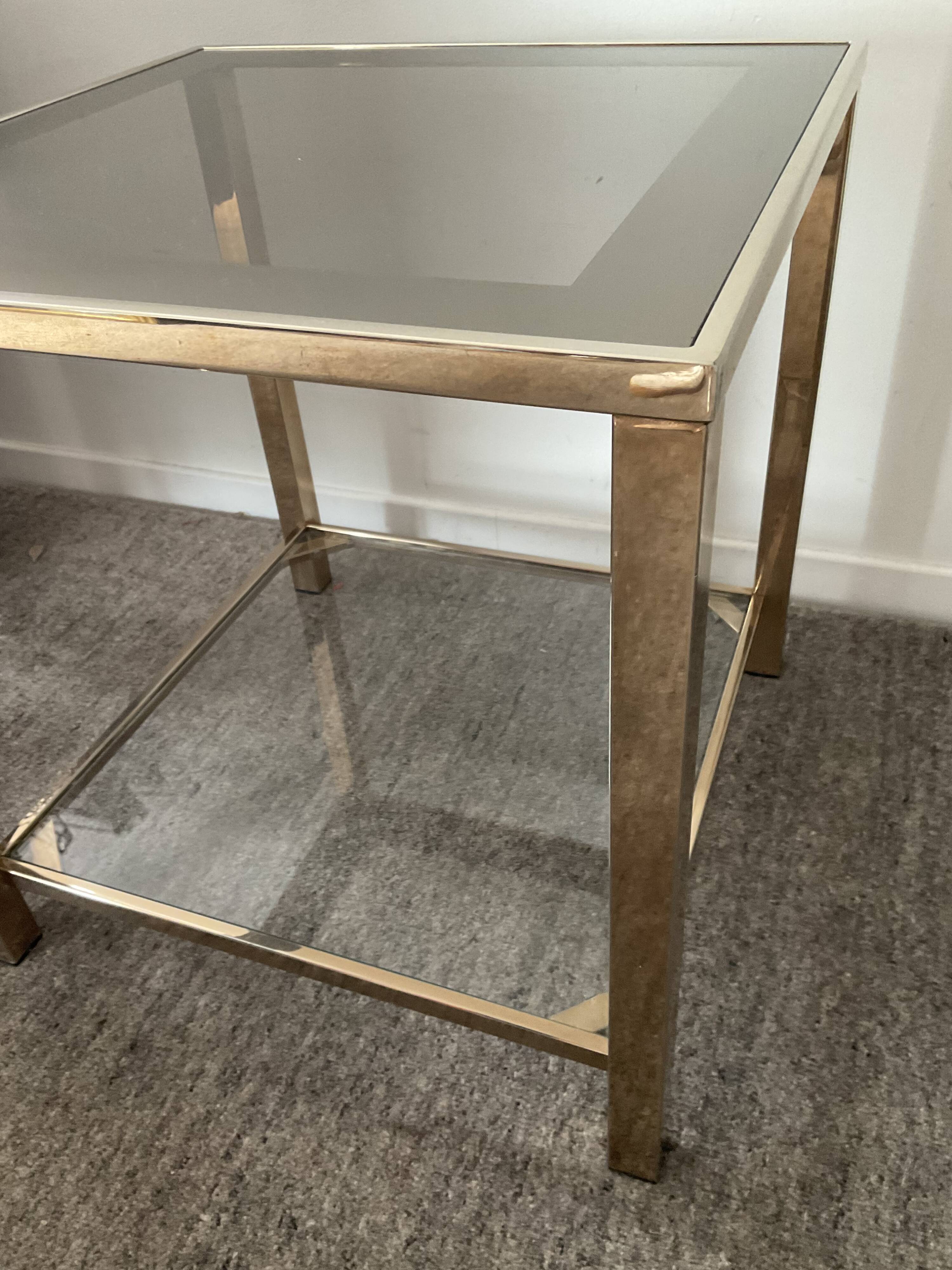 Belgo Chrom coffee table from the 70s in gold-plated brass