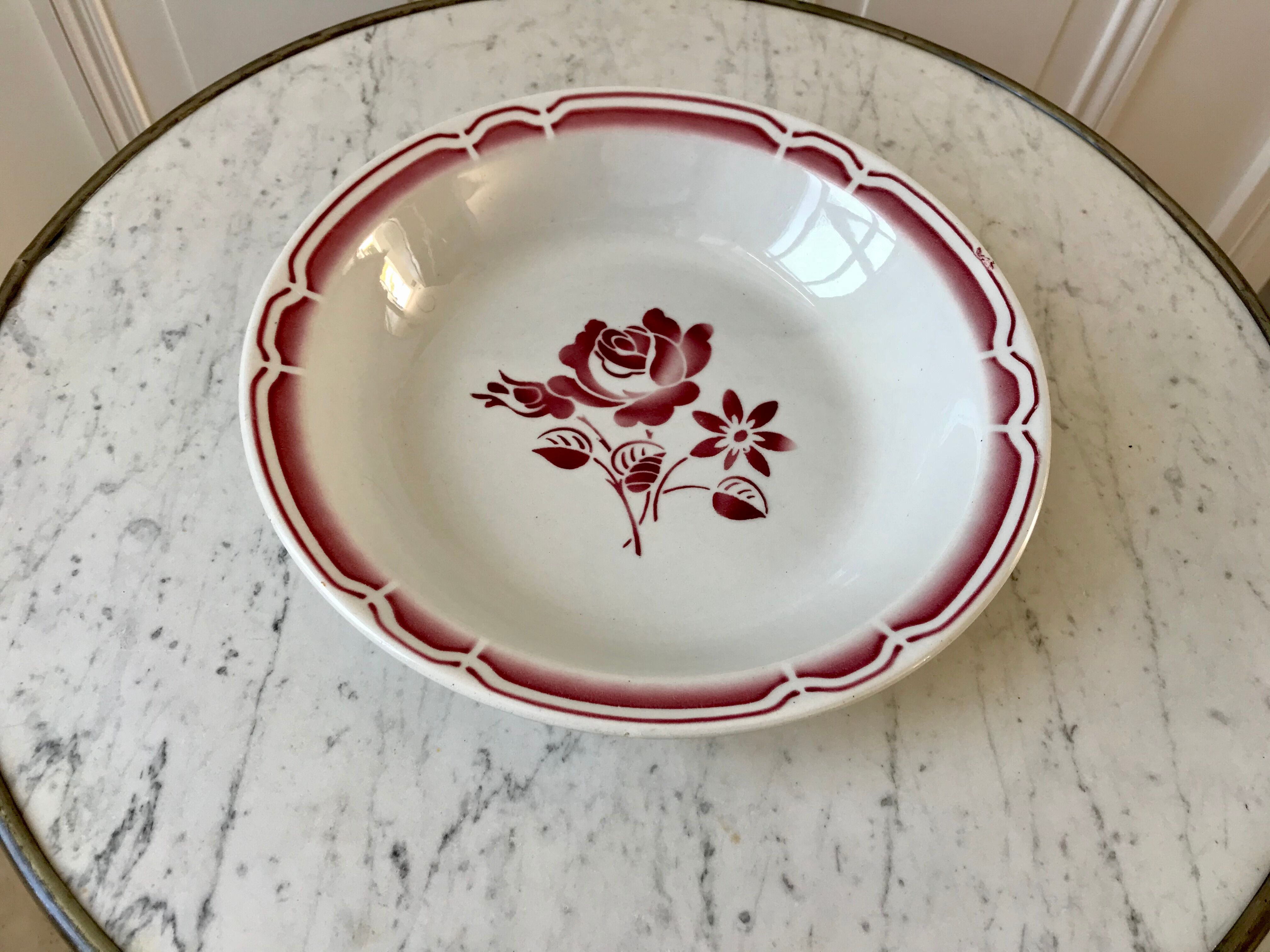 Plat creux badonviller à fleurs années 30