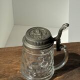 Alsatian beer mug with figurative pewter lid
