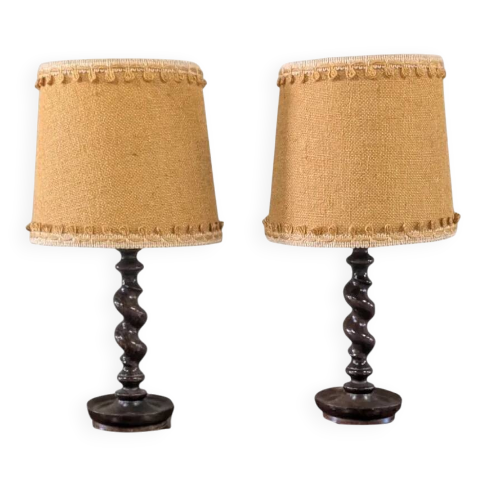 Pair of turned wood lamps