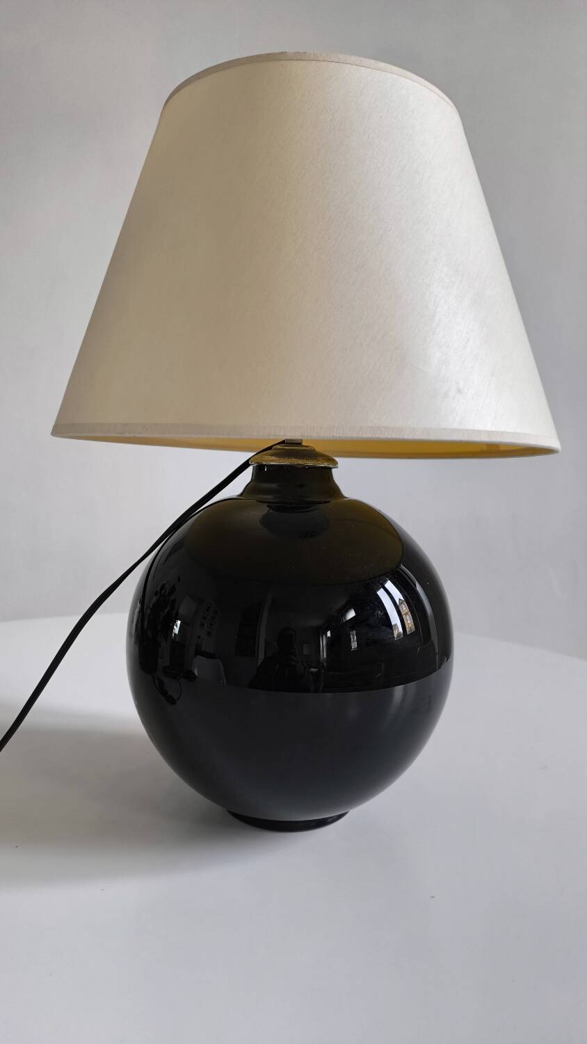 Black opaline ball lamp 1950