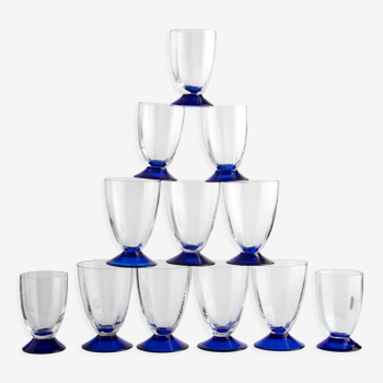 Ensemble de 12 verres bicolores art déco